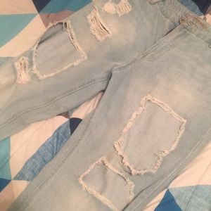 Plus size Ripped Denim jeans Boyfriend jeans